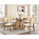  Color_Brown/ Walnut -- Butterfly 48" Brown Oak Veneer And Natural Cane Dining Table IMAGE 2