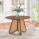  Color_Brown/ Walnut -- Butterfly 48" Brown Oak Veneer And Natural Cane Dining Table IMAGE 3