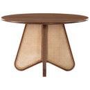  Color_Brown/ Walnut -- Butterfly 48" Brown Oak Veneer And Natural Cane Dining Table IMAGE 4