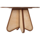  Color_Brown/ Walnut -- Butterfly 48" Brown Oak Veneer And Natural Cane Dining Table IMAGE 5