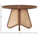  Color_Brown/ Walnut -- Butterfly 48" Brown Oak Veneer And Natural Cane Dining Table IMAGE 7
