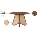  Color_Brown/ Walnut -- Butterfly 48" Brown Oak Veneer And Natural Cane Dining Table IMAGE 8