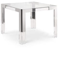  Color_Chrome -- Casper 38" Chrome Glass Top, Acrylic And Steel Base Dining Table IMAGE 1