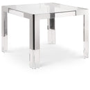  Color_Chrome -- Casper 38" Chrome Glass Top, Acrylic And Steel Base Dining Table IMAGE 1
