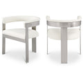  Color_Cream/ Brushed Chrome -- Romeo Cream Vegan Leather Upholstered Dining Chair IMAGE 1