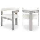  Color_Cream/ Brushed Chrome -- Romeo Cream Vegan Leather Upholstered Dining Chair IMAGE 1