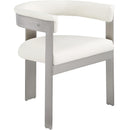  Color_Cream/ Brushed Chrome -- Romeo Cream Vegan Leather Upholstered Dining Chair IMAGE 4
