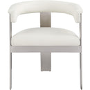  Color_Cream/ Brushed Chrome -- Romeo Cream Vegan Leather Upholstered Dining Chair IMAGE 5