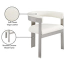  Color_Cream/ Brushed Chrome -- Romeo Cream Vegan Leather Upholstered Dining Chair IMAGE 9
