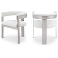  Color_Cream/ Brushed Chrome -- Romeo Cream Boucle Fabric Upholstered Dining Chair IMAGE 1