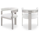  Color_Cream/ Brushed Chrome -- Romeo Cream Boucle Fabric Upholstered Dining Chair IMAGE 1