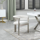  Color_Cream/ Brushed Chrome -- Romeo Cream Boucle Fabric Upholstered Dining Chair IMAGE 2