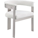  Color_Cream/ Brushed Chrome -- Romeo Cream Boucle Fabric Upholstered Dining Chair IMAGE 4