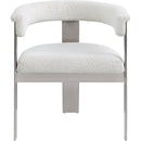  Color_Cream/ Brushed Chrome -- Romeo Cream Boucle Fabric Upholstered Dining Chair IMAGE 5