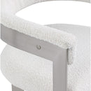  Color_Cream/ Brushed Chrome -- Romeo Cream Boucle Fabric Upholstered Dining Chair IMAGE 8