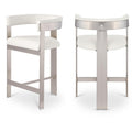  Color_Cream/ Brushed Chrome -- Romeo Cream Vegan Leather Upholstered Counter Stool IMAGE 1