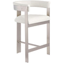  Color_Cream/ Brushed Chrome -- Romeo Cream Vegan Leather Upholstered Counter Stool IMAGE 4