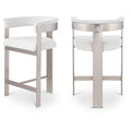  Color_Cream/ Brushed Chrome -- Romeo Cream Vegan Leather Upholstered Counter Stool IMAGE 1