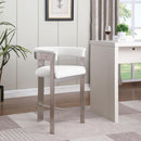  Color_Cream/ Brushed Chrome -- Romeo Cream Vegan Leather Upholstered Counter Stool IMAGE 2