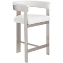  Color_Cream/ Brushed Chrome -- Romeo Cream Vegan Leather Upholstered Counter Stool IMAGE 4