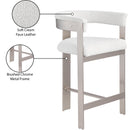  Color_Cream/ Brushed Chrome -- Romeo Cream Vegan Leather Upholstered Counter Stool IMAGE 8