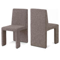  Color_Brown -- Benson Brown Linen Textured Fabric Upholstered Dining Chair IMAGE 1