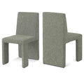  Color_Green -- Benson Green Linen Textured Fabric Upholstered Dining Chair IMAGE 1