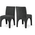  Color_Black -- Gramercy Black Linen Textured Fabric Upholstered Dining Chair IMAGE 1