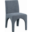  Color_Blue -- Gramercy Blue Linen Textured Fabric Upholstered Dining Chair IMAGE 4