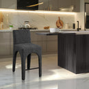  Color_Black -- Gramercy Black Linen Textured Fabric Upholstered Counter Stool IMAGE 2