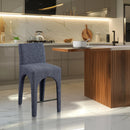 Meridian Gramercy Blue Linen Textured Fabric Stool IMAGE 2