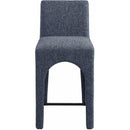 Meridian Gramercy Blue Linen Textured Fabric Stool IMAGE 4