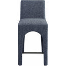  Color_Blue -- Gramercy Blue Linen Textured Fabric Upholstered Counter Stool IMAGE 4