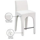 Meridian Gramercy Cream Linen Textured Fabric Stool IMAGE 10