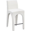 Meridian Gramercy Cream Linen Textured Fabric Stool IMAGE 1