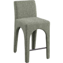 Meridian Gramercy Green Linen Textured Fabric Stool IMAGE 1