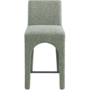  Color_Green -- Gramercy Green Linen Textured Fabric Upholstered Counter Stool IMAGE 4
