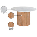  Meridian Oakhill 47" Natural Marble Top And Mango Wood Base Dining Table IMAGE 11