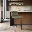  Color_Olive -- Burke Olive Green Vegan Leather Upholstered Bar Stool IMAGE 2