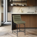  Color_Olive -- Burke Green Vegan Leather Upholstered Counter Stool IMAGE 2