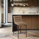  Color_Tan -- Burke Tan Vegan Leather Upholstered Counter Stool IMAGE 2