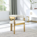  Color_Cream/ Gold -- Romeo Cream Vegan Leather Upholstered Dining Chair IMAGE 2