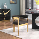  Color_Brown/ Gold -- Romeo Brown Boucle Fabric Upholstered Dining Chair IMAGE 2