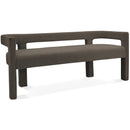  Color_Brown -- Athena Brown Boucle Fabric Upholstered Bench IMAGE 1