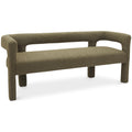  Color_Olive -- Athena Olive Green Boucle Fabric Upholstered Bench IMAGE 1