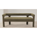  Color_Olive -- Athena Olive Green Boucle Fabric Upholstered Bench IMAGE 2