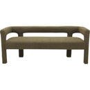  Color_Olive -- Athena Olive Green Boucle Fabric Upholstered Bench IMAGE 5