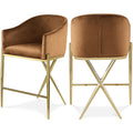  Color_Saddle -- Xavier Saddle Velvet Upholstered Counter Stool IMAGE 1