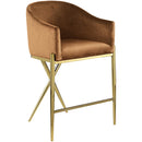 Color_Saddle -- Xavier Saddle Velvet Upholstered Counter Stool IMAGE 3