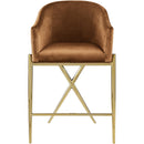  Color_Saddle -- Xavier Saddle Velvet Upholstered Counter Stool IMAGE 4